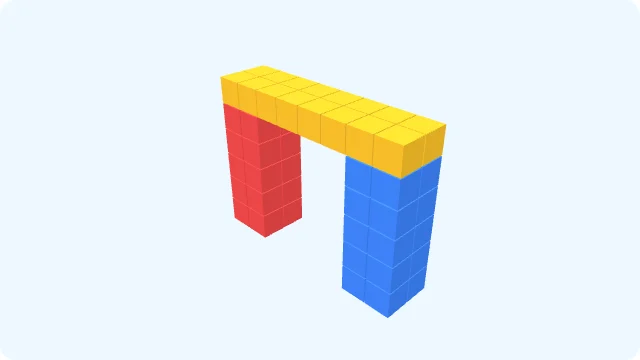 KidsAiTools demonstration: Red and blue sides with a yellow top and an open passage.