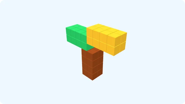 KidsAiTools demonstration: A brown trunk with green and yellow branch areas.